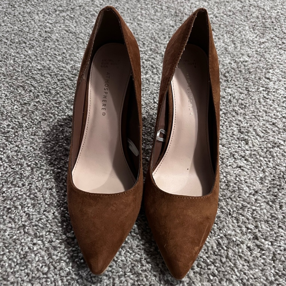 Brown suede stilettos